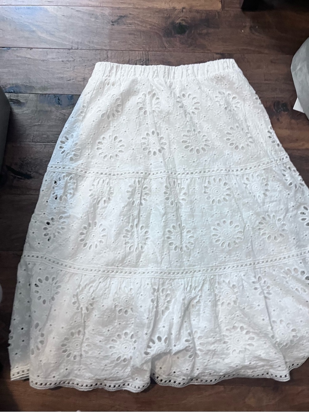 White Eyelet Midi Skirt Size Medium
